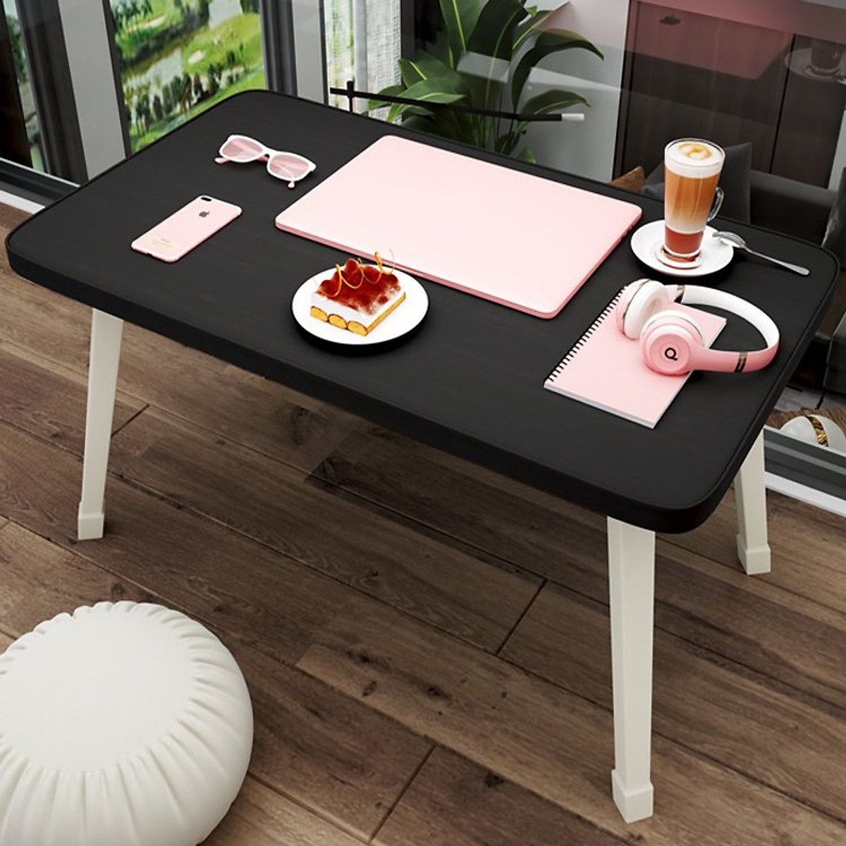 Bàn học gấp gọn ngồi bệt, bàn chân nhựa , gỗ cứng 60x40cm mặt gỗ MDF loại đẹp - Bàn làm việc , Bàn h