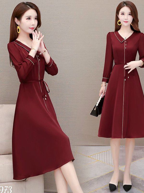 [HCM]ĐẦM XÒE CÔNG SỞ DÀI TAY PHỐI VIỀN SANG TRỌNG-D06