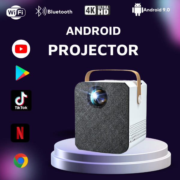 Máy Chiếu Android 9.0 độ phân giải Full HD 1080P siêu sắc nét đa chức năng cho gia đình công ty âm thanh sắc nét kết nối Wifi cực nhanh bảo hành 12 tháng