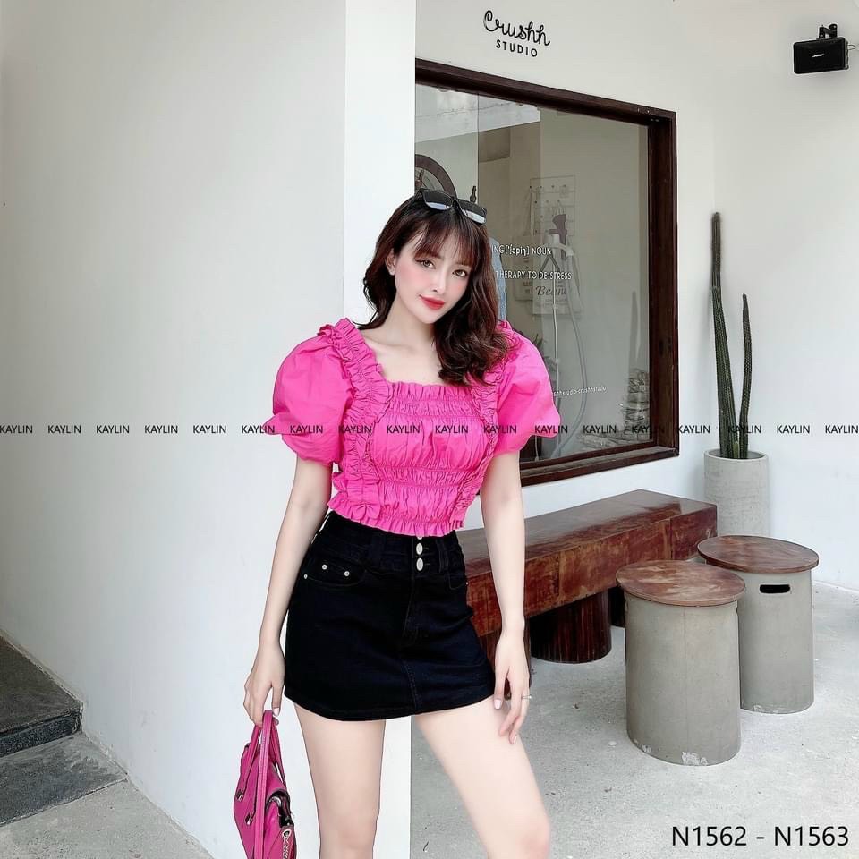 Áo kiểu💥𝑭𝑹𝑬𝑬𝑺𝑯𝑰𝑷💥áo nhún phối bèo chất kate cực xinh,ly store