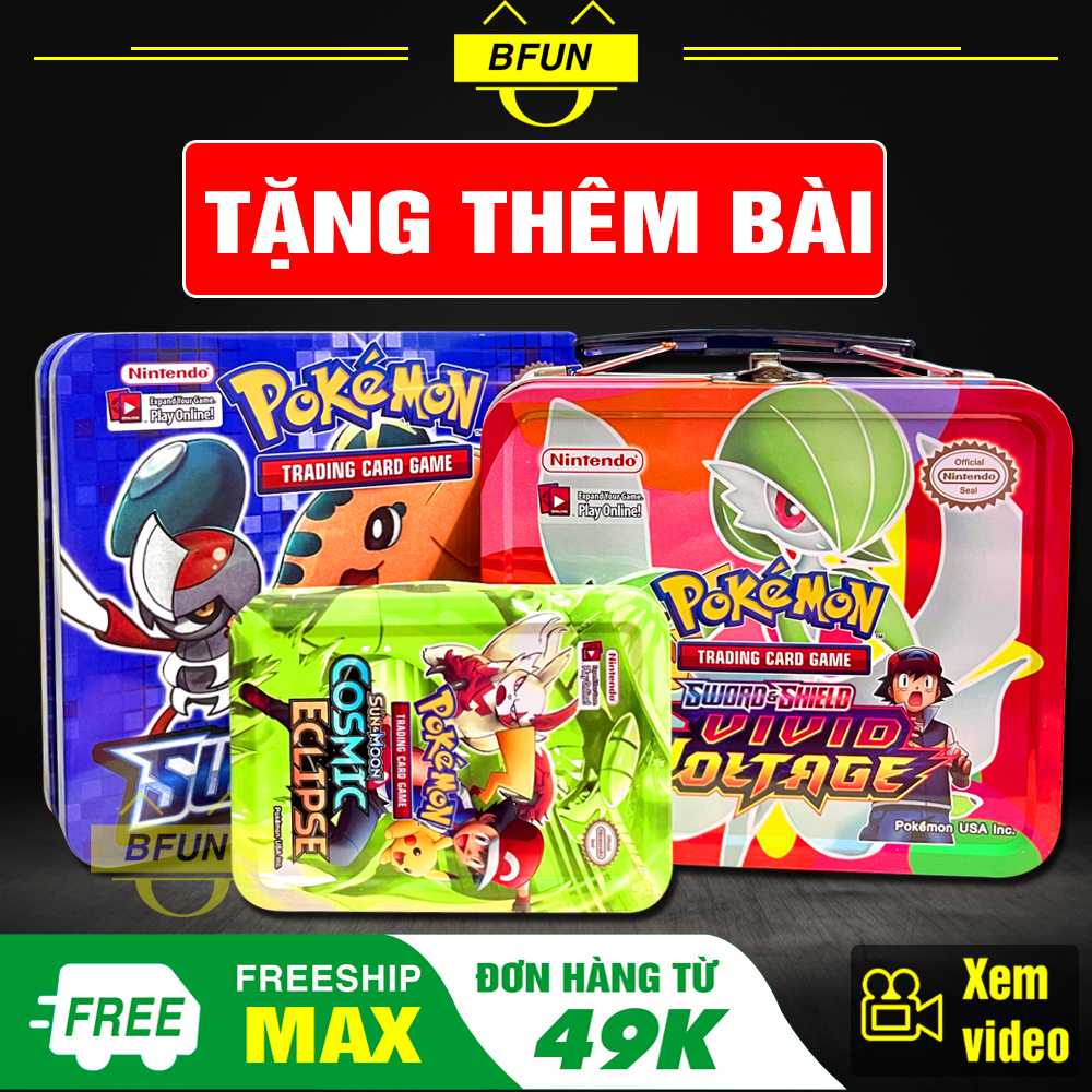Bài pokemon hộp sắt tcg trading card game - đồ chơi trẻ em thẻ bài pokemon tcg cao cấp có lá hiếm chính hãng - bộ bài pokemon vmax board game giá rẻ bfun