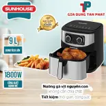 Nồi chiên không dầu 9L SUNHOUSE SHD4035 Dung tích lớn 9L, nướng gà vịt nguyên con, Giòn bên ngoài, mềm bên trong
