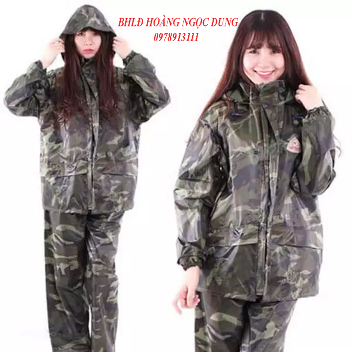 Bộ quần áo mưa vải dù rằn ri cao cấp - chống nước chống thấm tốt