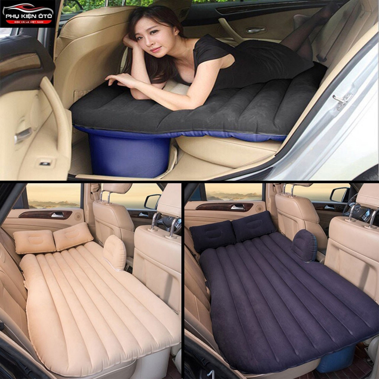 Đệm hơi ô tô tiện lợi D210 dành cho tất cả dòng xe 4 - 5 - 7 chỗ (Nhiều màu) - Bảo hành 3 tháng
