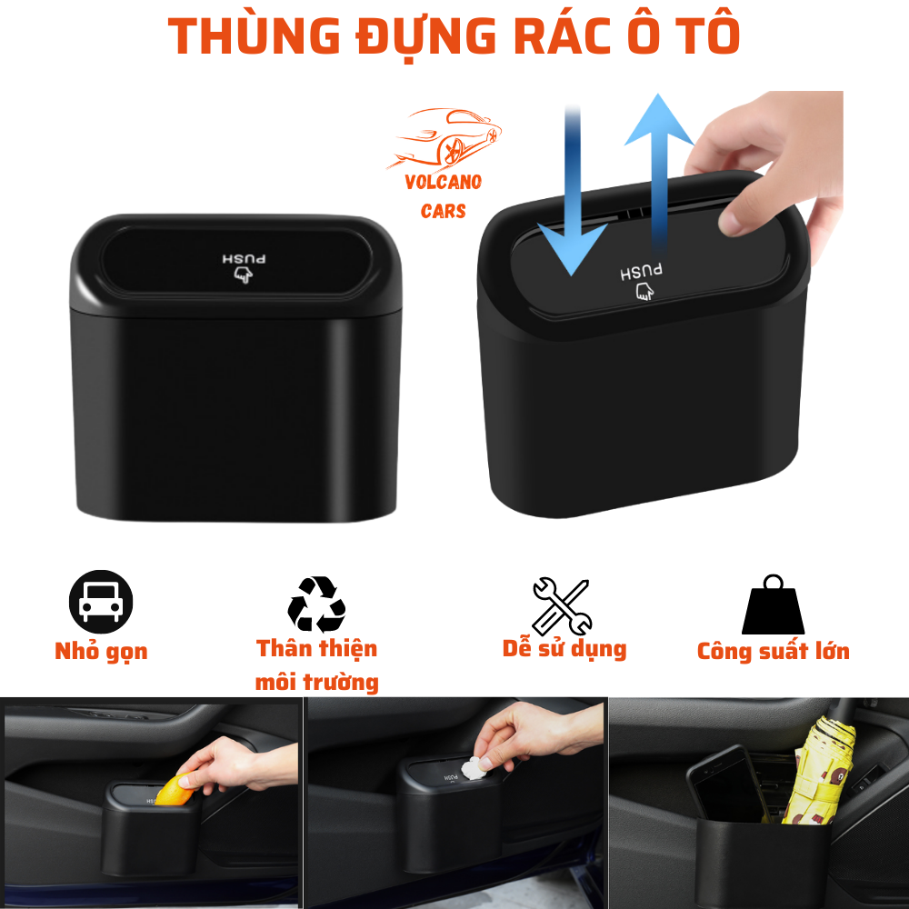 Thùng đựng rác ô tô, xe hơi nhỏ gọn gắn trên cửa xe giúp không gian xe sạch sẽ và gọn gàng