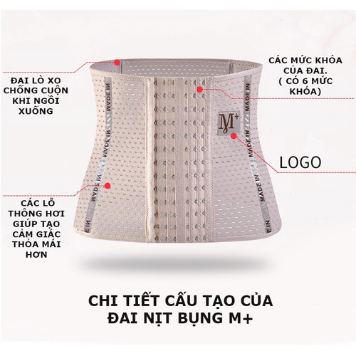 Đai gen bụng thông hơi chống cuộn thế hệ mới chữ m