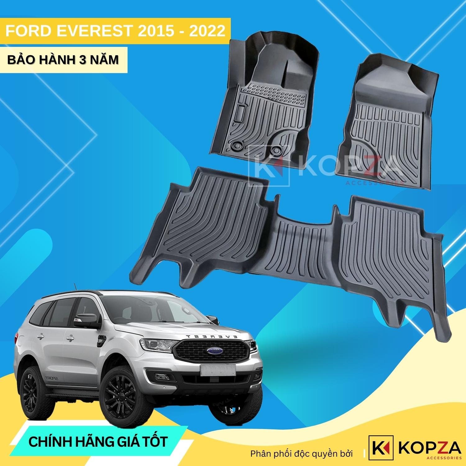 Thảm lót sàn ô tô kopza xe ford everest 2015-đầu 2022-chất liệutpe cao cấp xe dễ vệ sinh chống trầy xước