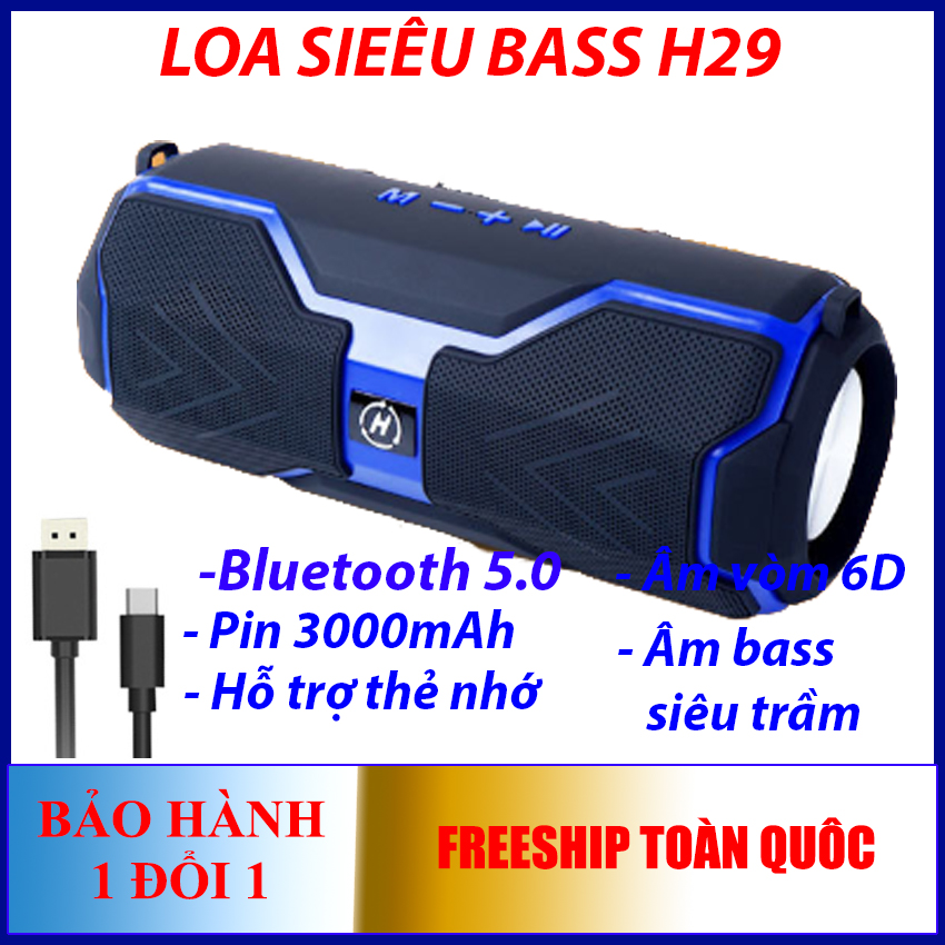 Loa bluetooth âm thanh vòm 6D , công suất 20W, bass mạnh H29