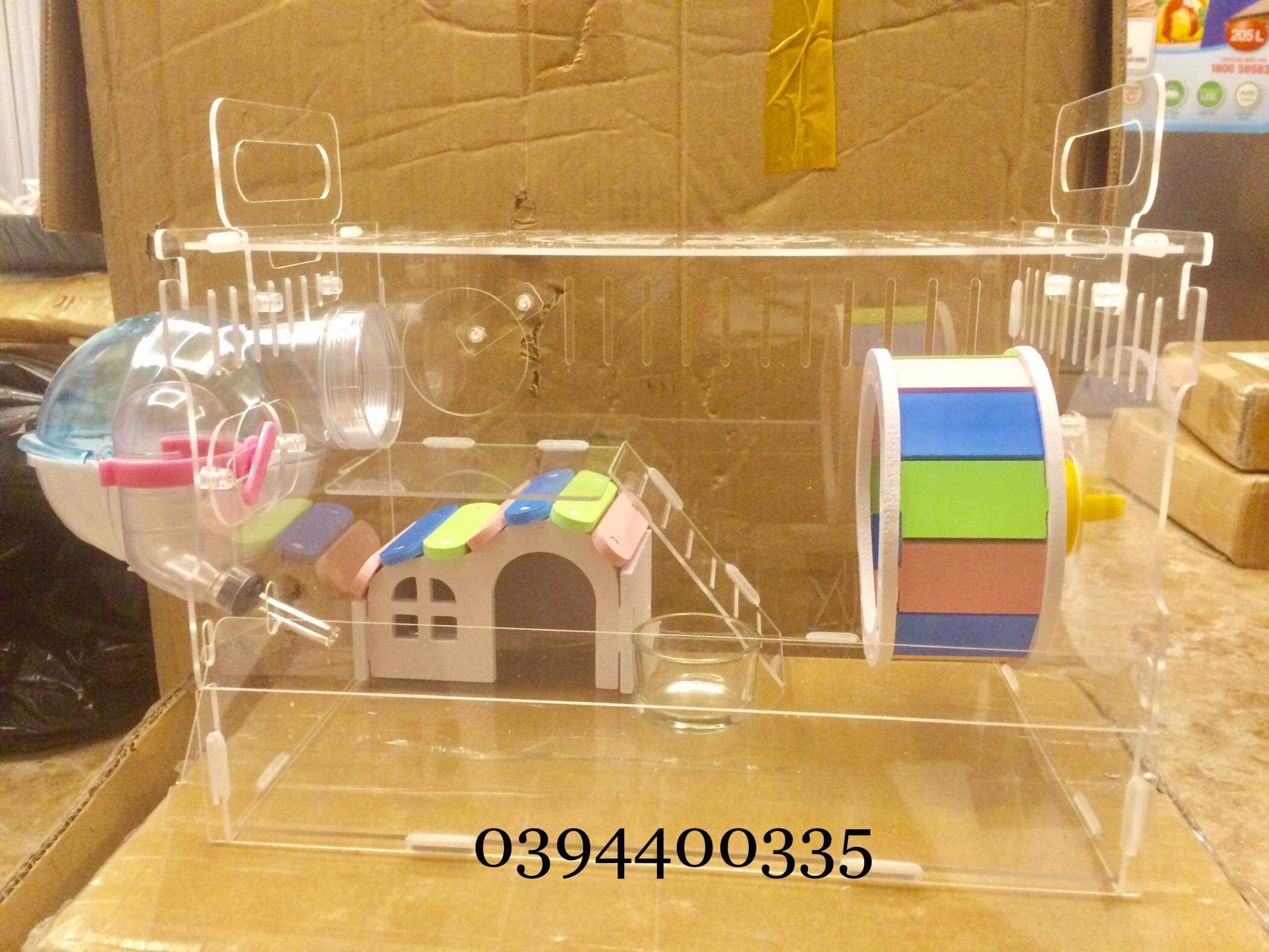 Lồng hamster mica trong suốt full phụ kiện như hình