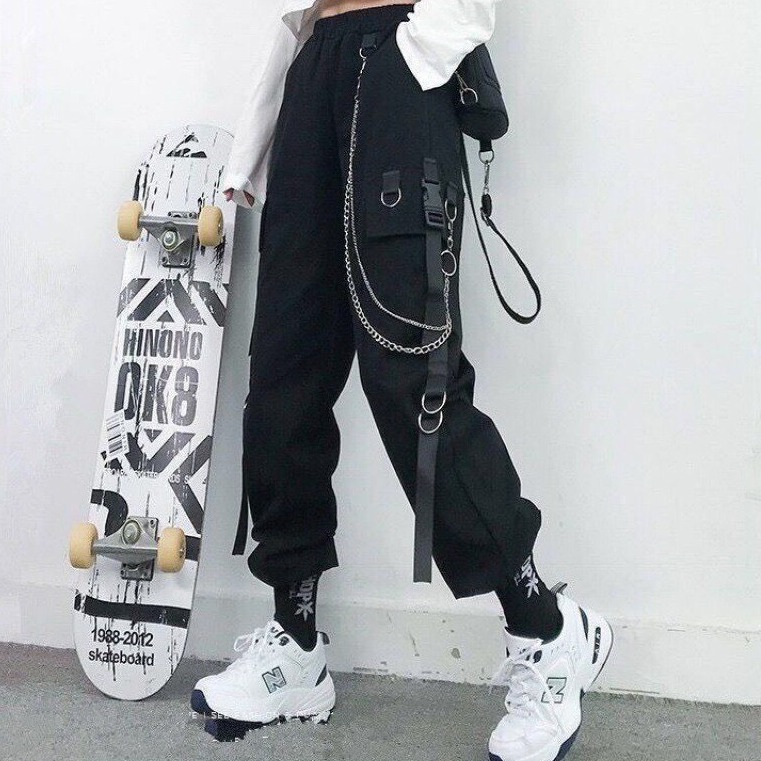 🌸SIÊU HOT CÓ 1 KHÔNG 2 🌸 Quần Túi Hộp Xích Phối Dây Kiểu Dáng Jogger Ống Suông Trẻ Trung Cá Tính F4R