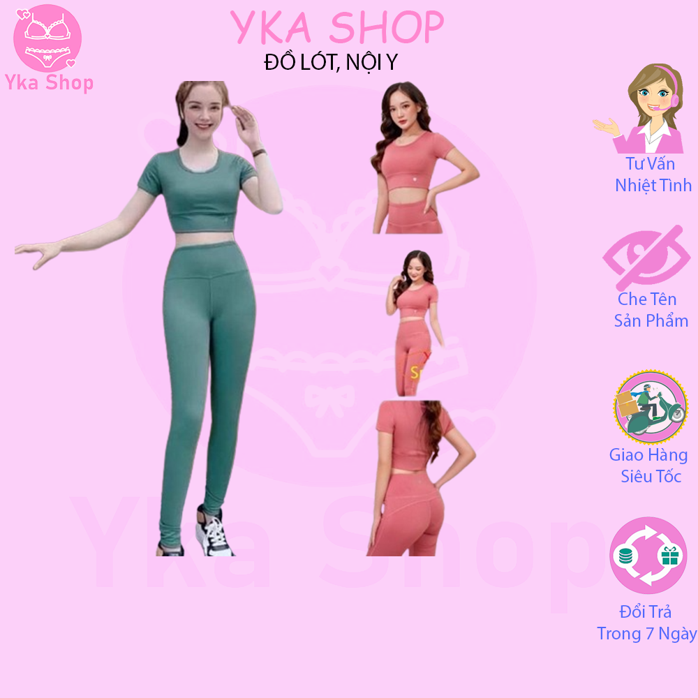 Bộ tập gym nữ,đồ tập gym yoga aerobic nữ có tay chất đẹp YHT 05A Yka Shop