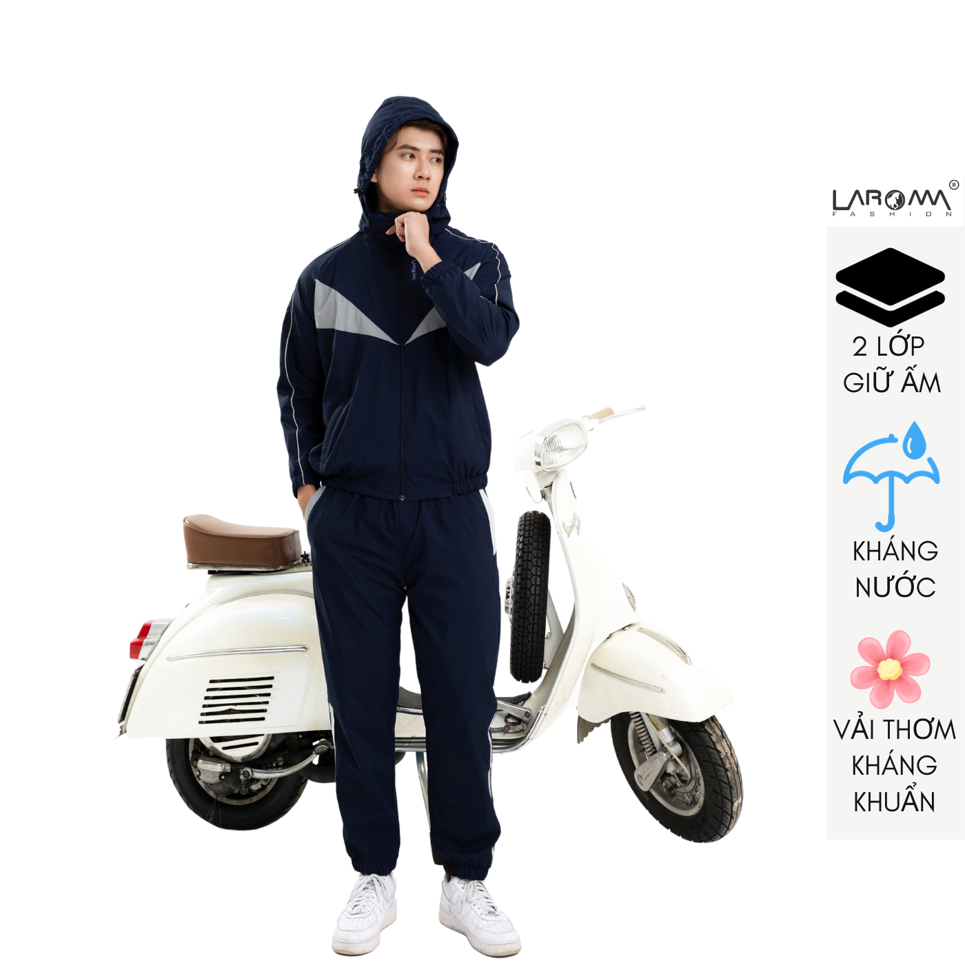 Bộ gió nam vải trơn Laroma | Cản gió - Giữ ấm - Vải thơm - Kháng khuẩn