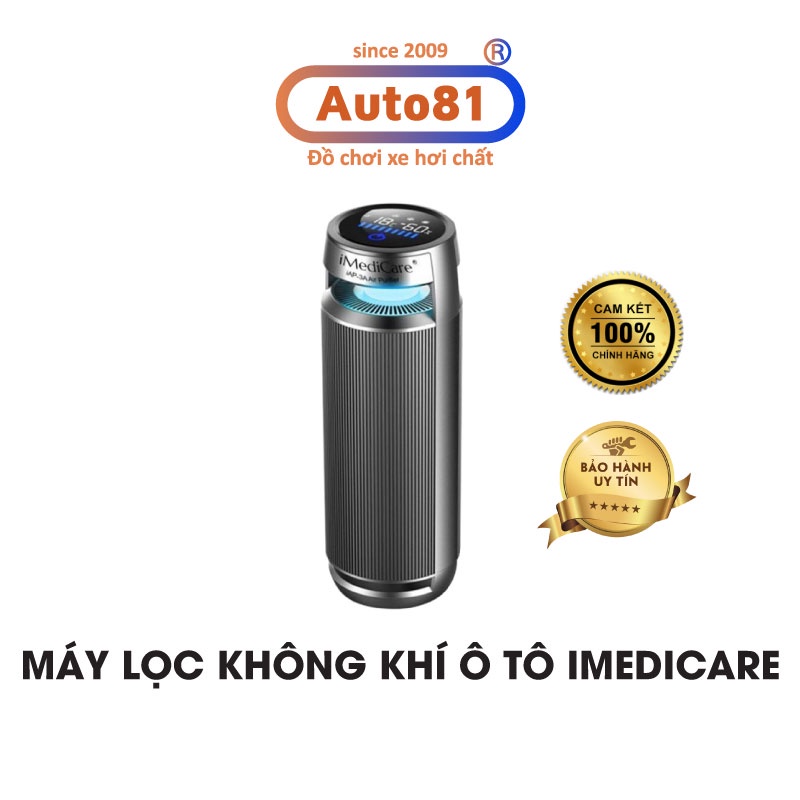 Máy lọc không khí ô tô, máy lọc không khí Imedicare lọc bụi mịn siêu sạch có đèn led hiển thị