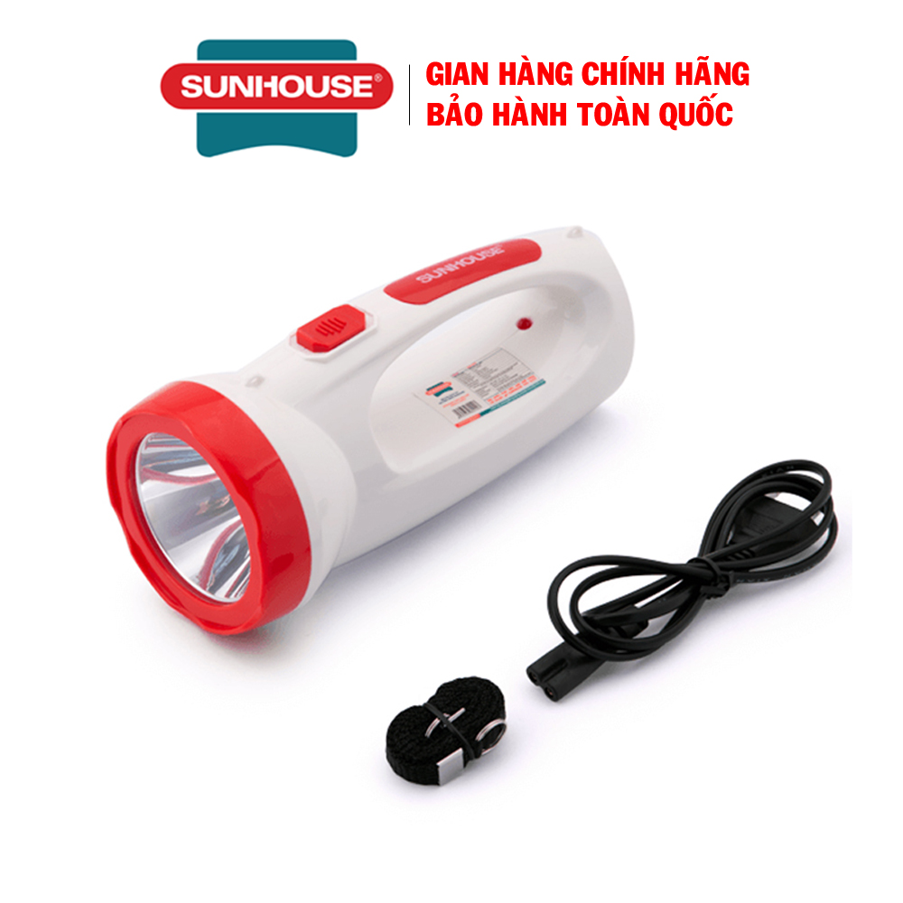 Đèn pin xách tay 2 chức năng sunhouse she-8000 - đèn pin cầm tay - đèn tích điện - chiếu sáng liên tục trong 6h, bảo hành 6 tháng
