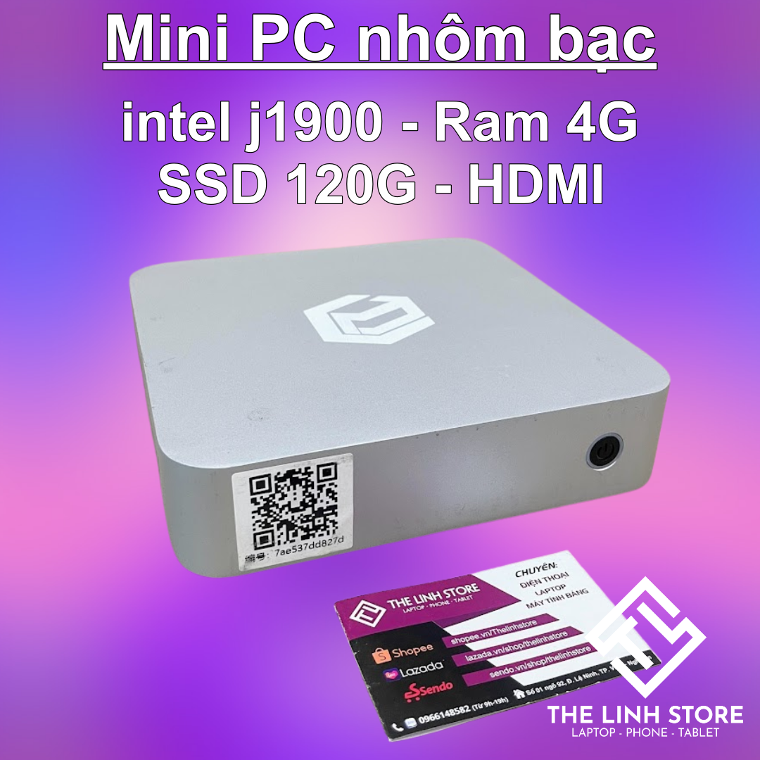 Cây máy tính mini pc mini vỏ nhôm bạc - intel j1900 ram4g ssd120g