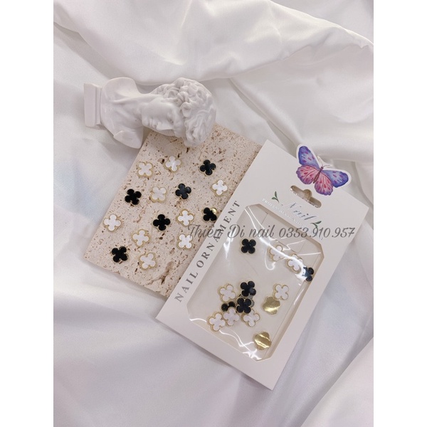 Set cỏ 4 lá may mắn đính móng moon nail