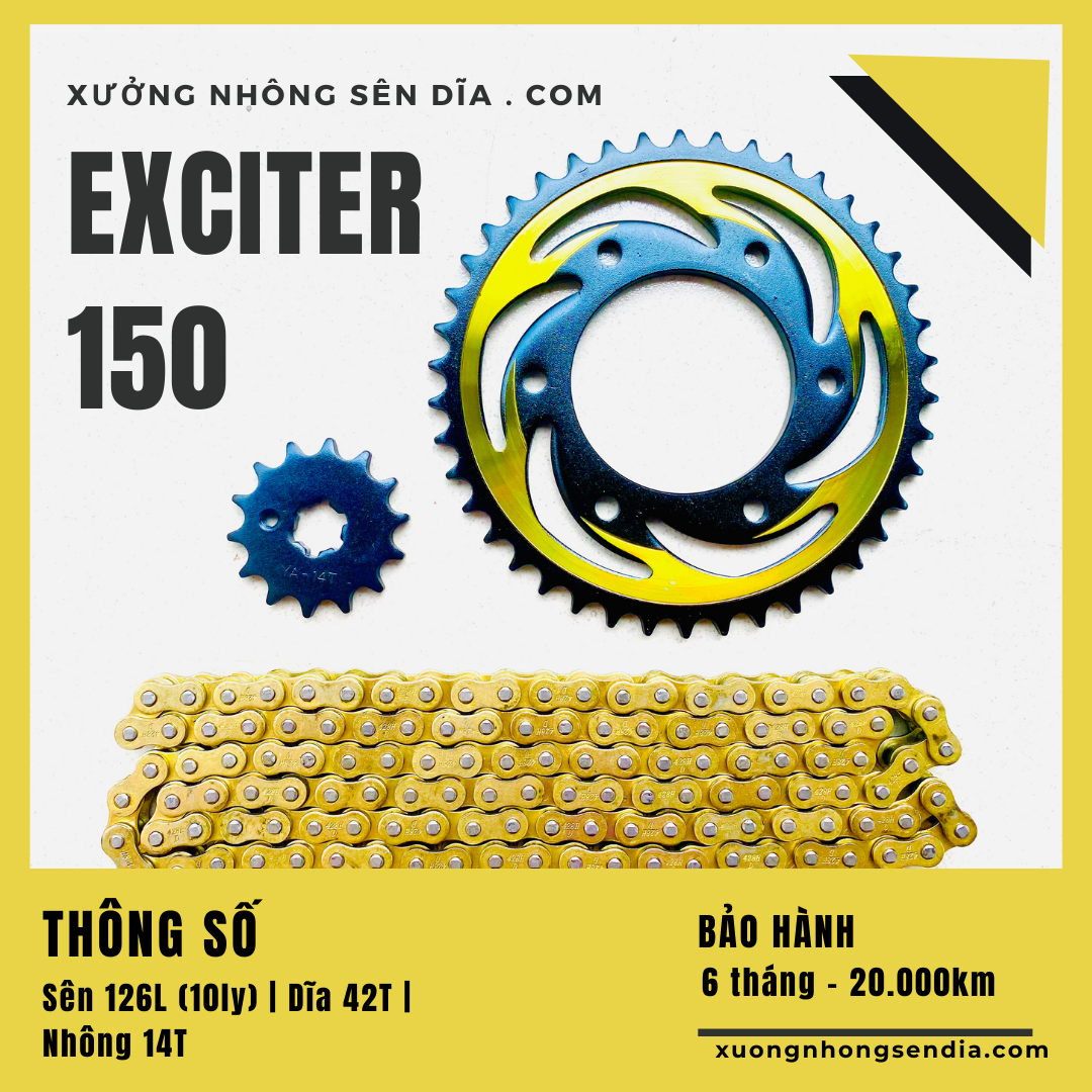 [FreeshipMAX] BỘ NHÔNG SÊN DĨA EXCITER 150 VÀNG ĐEN