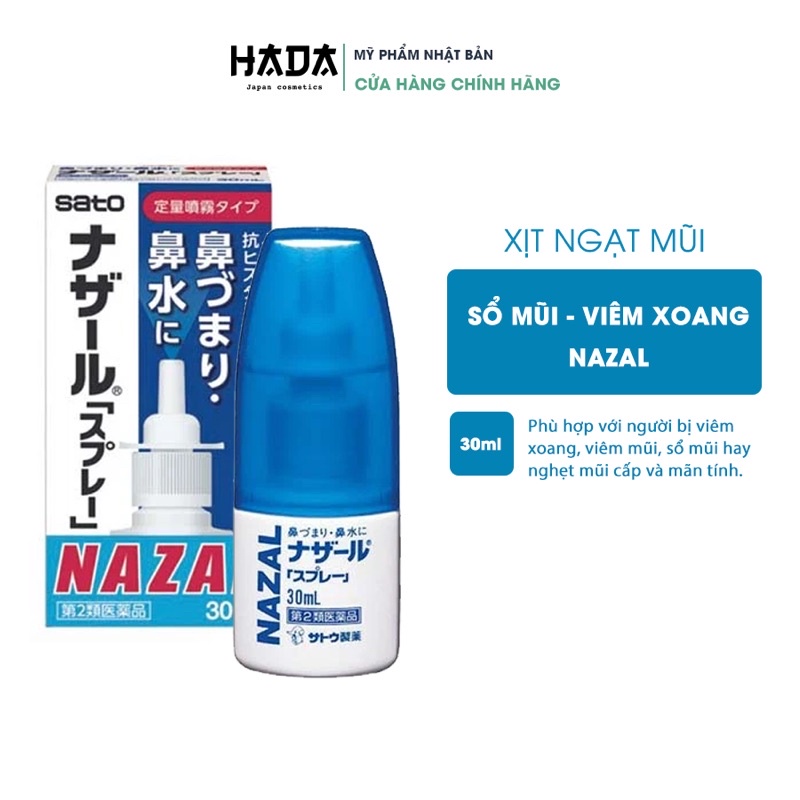 Xịt ngạt mũi, sổ mũi, xoang nazal nhật bản 30 ml