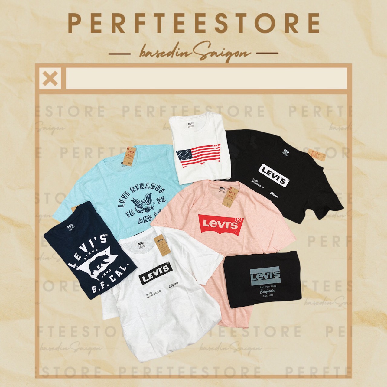 Áo thun Levi Logo Graphic form rộng nam nữ cotton xước mỏng mát |PERFTEE|