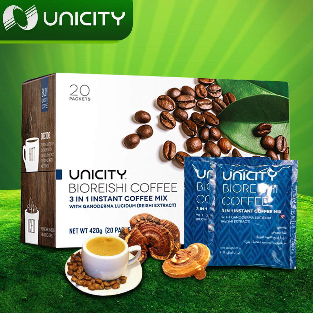 Cafe nấm linh chi Bio reishi coffee uni hộp 20 gói