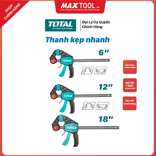 Thanh kẹp nhanh nhiều kích cỡ TOTAL có nhiều kích thước lựa chọn