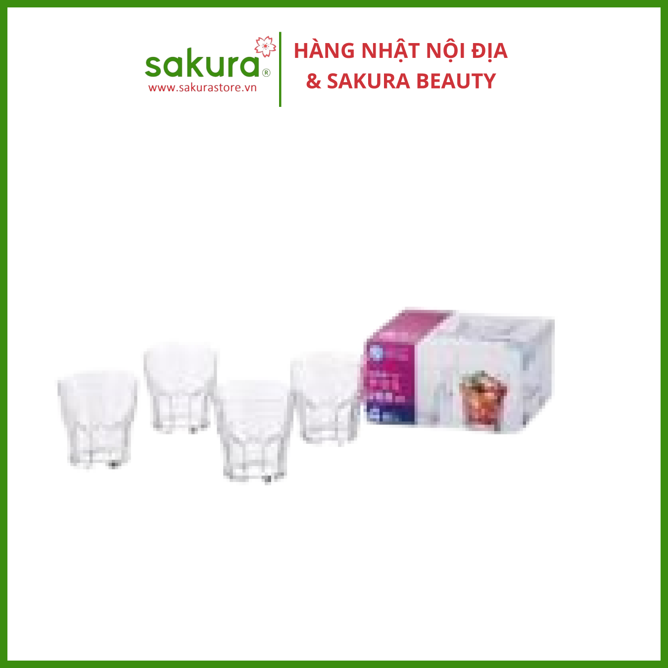 Set 4 cốc thủy tinh 265ml họa tiết pha lê- Hàng Nhật nội địa