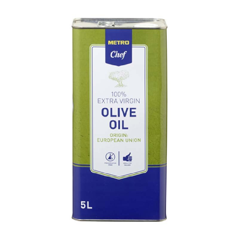 Dầu Oliu 100% nguyên chất hiệu Metro Chef Olive Extra Virgin 5 Lít