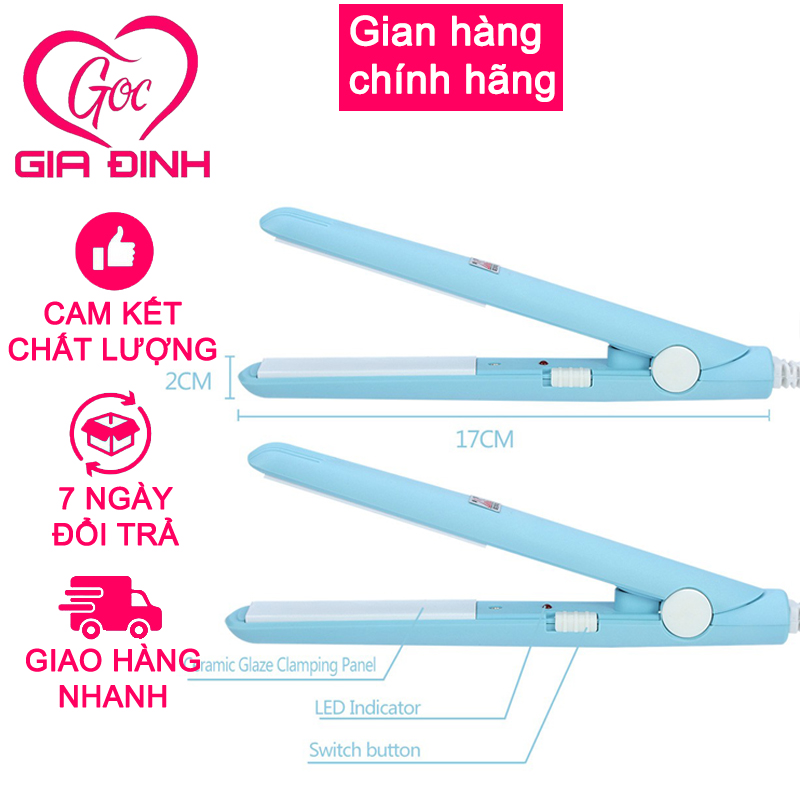 Máy là, uốn, duỗi tóc mini Nova kitty - Màu xanh