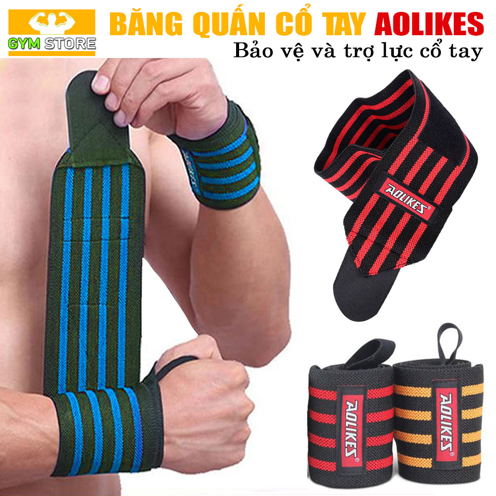 Quấn cổ tay tập Gym Aolikes cao cấp - Đai Bảo Vệ Cổ Tay tập Gym (1 Đôi)