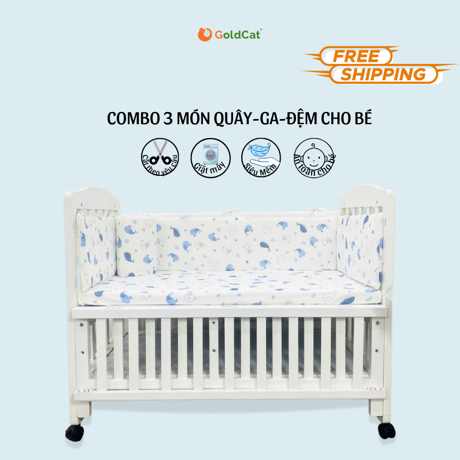 Quây cũi Cho bé và Ga vải bọc đệm cắt may theo kích thước yêu cầu- Thương hiệu GoldCat