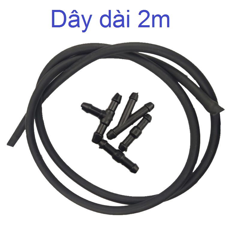 Bộ 4 đầu nối và 2 m vòi ống phun nước rửa kính ô tô