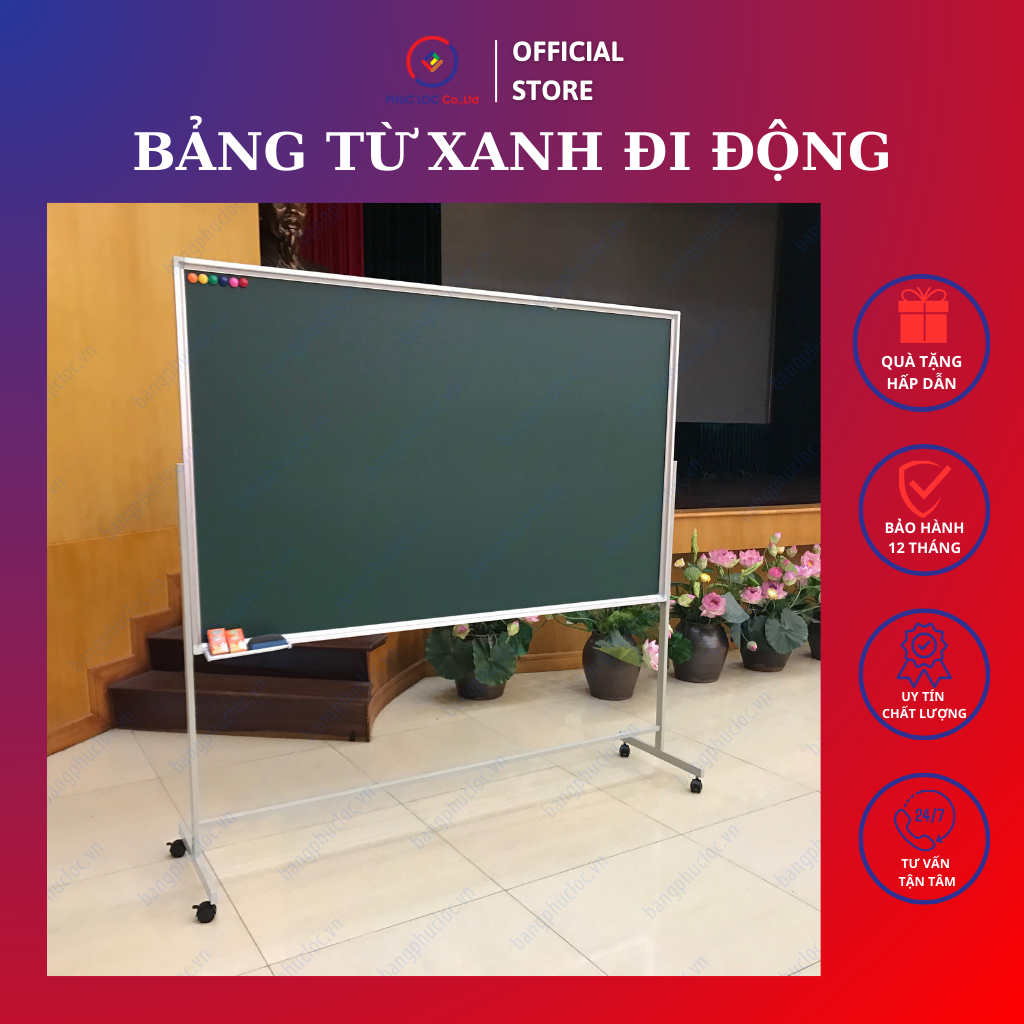Bảng từ xanh viết phấn có chân di động