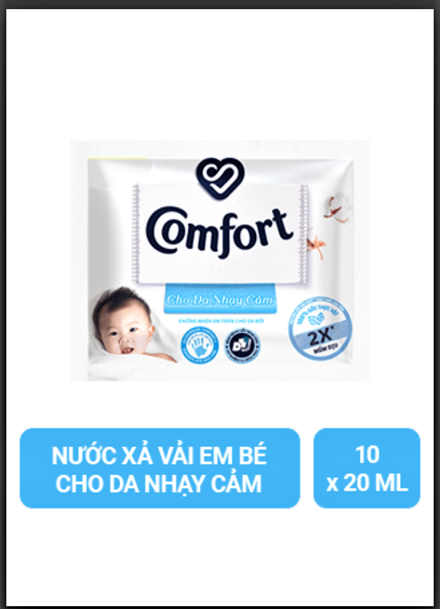 Nước Xả Vải Comfort Trắng Đậm Đặc cho da nhạy cảm Dây 20ML x 10 Gói