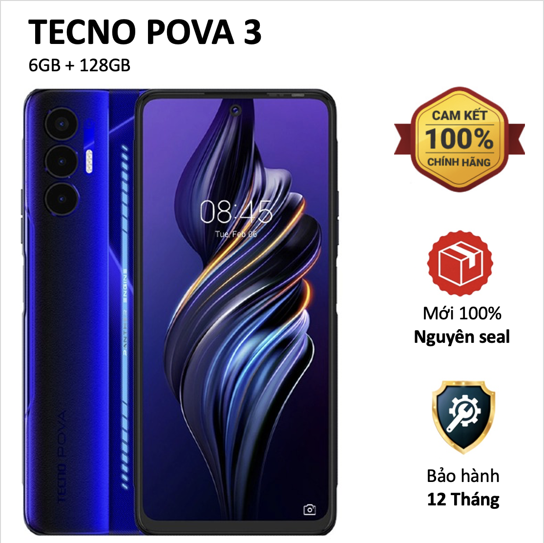 Điện thoại tecno pova 3 6gb + 128gb - xanh điện lôi