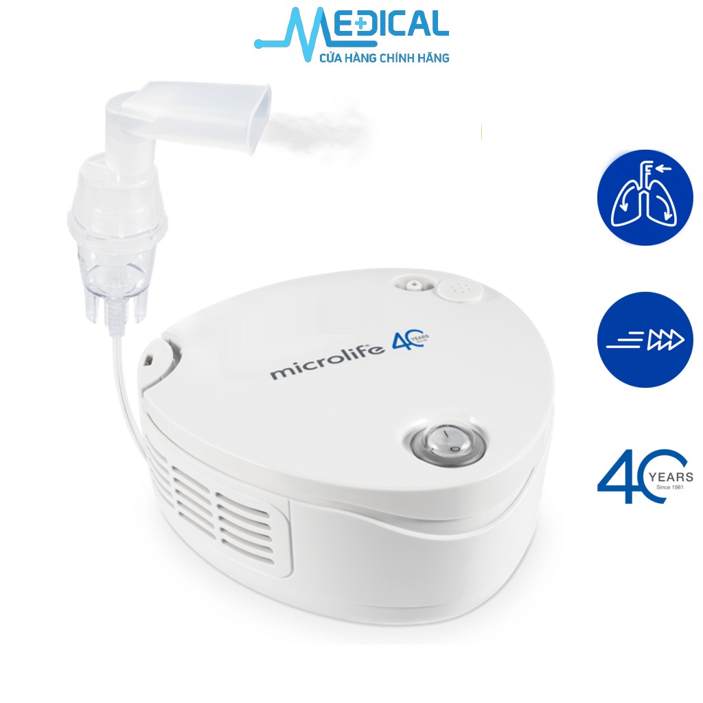 Máy xông mũi họng, phun khí dung microlife neb210 chính hãng bảo hành 3 năm 1 đổi 1 - medical