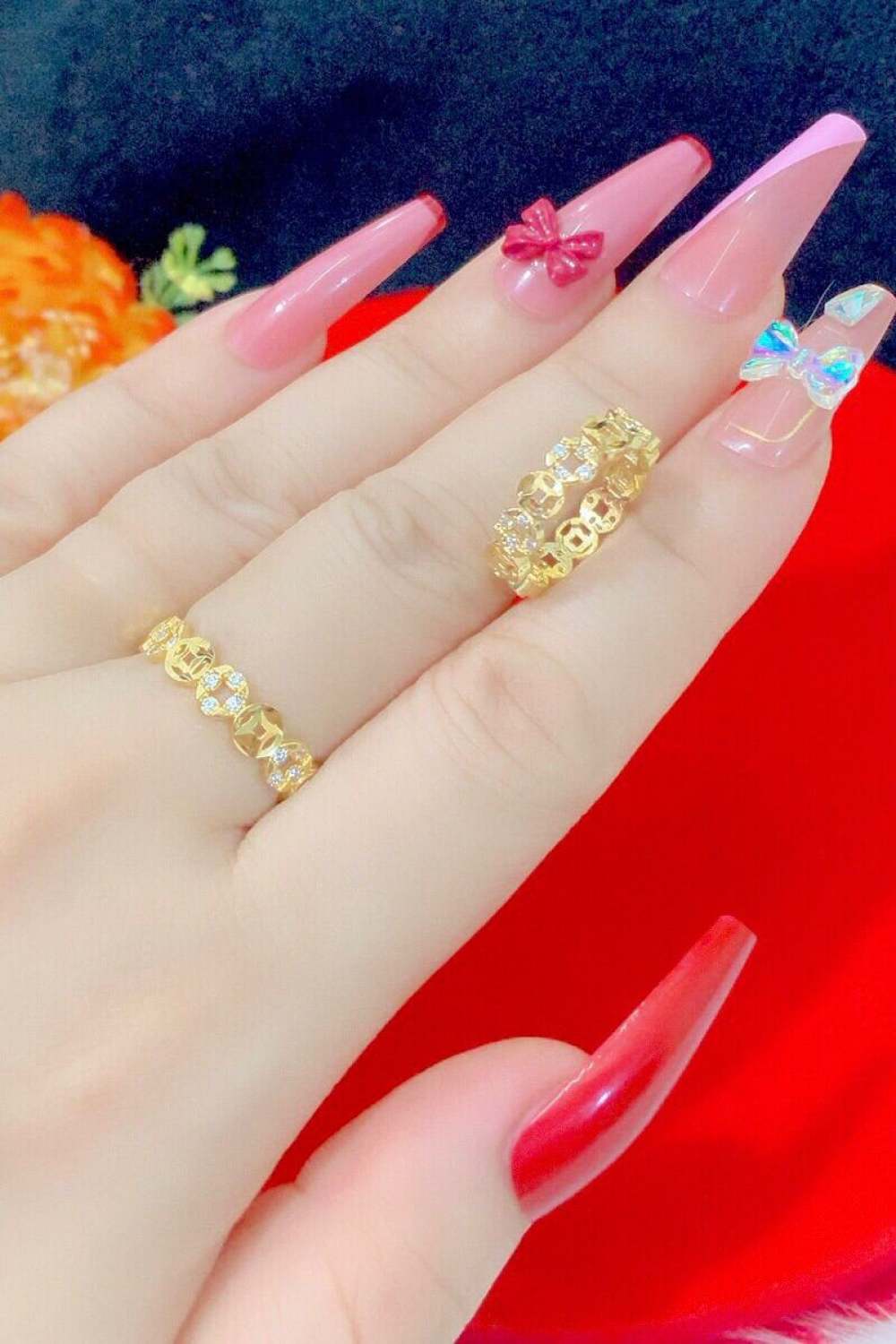 Nhẫn nữ kiểu kim tiềƞ chạm xoàn mạ vàng 18k mạ bạch kim mẫu mới về