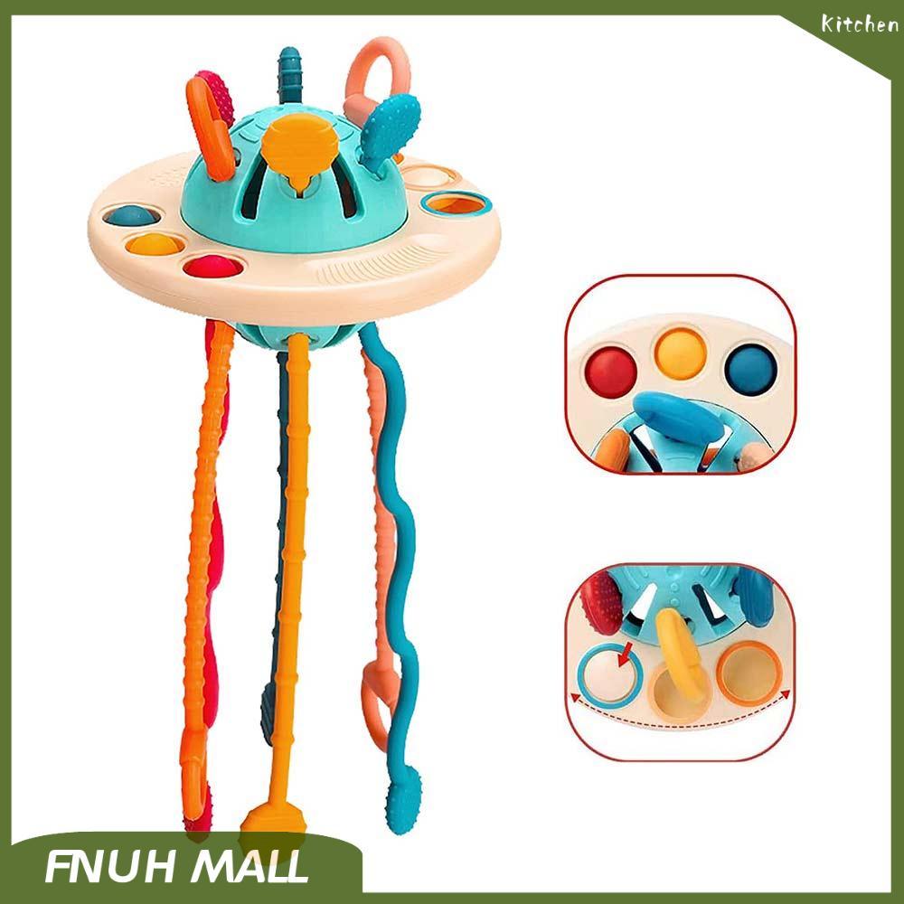Baby sensory development toys soft sense training toys flying saucer pumping toys baby finger pulling exercises