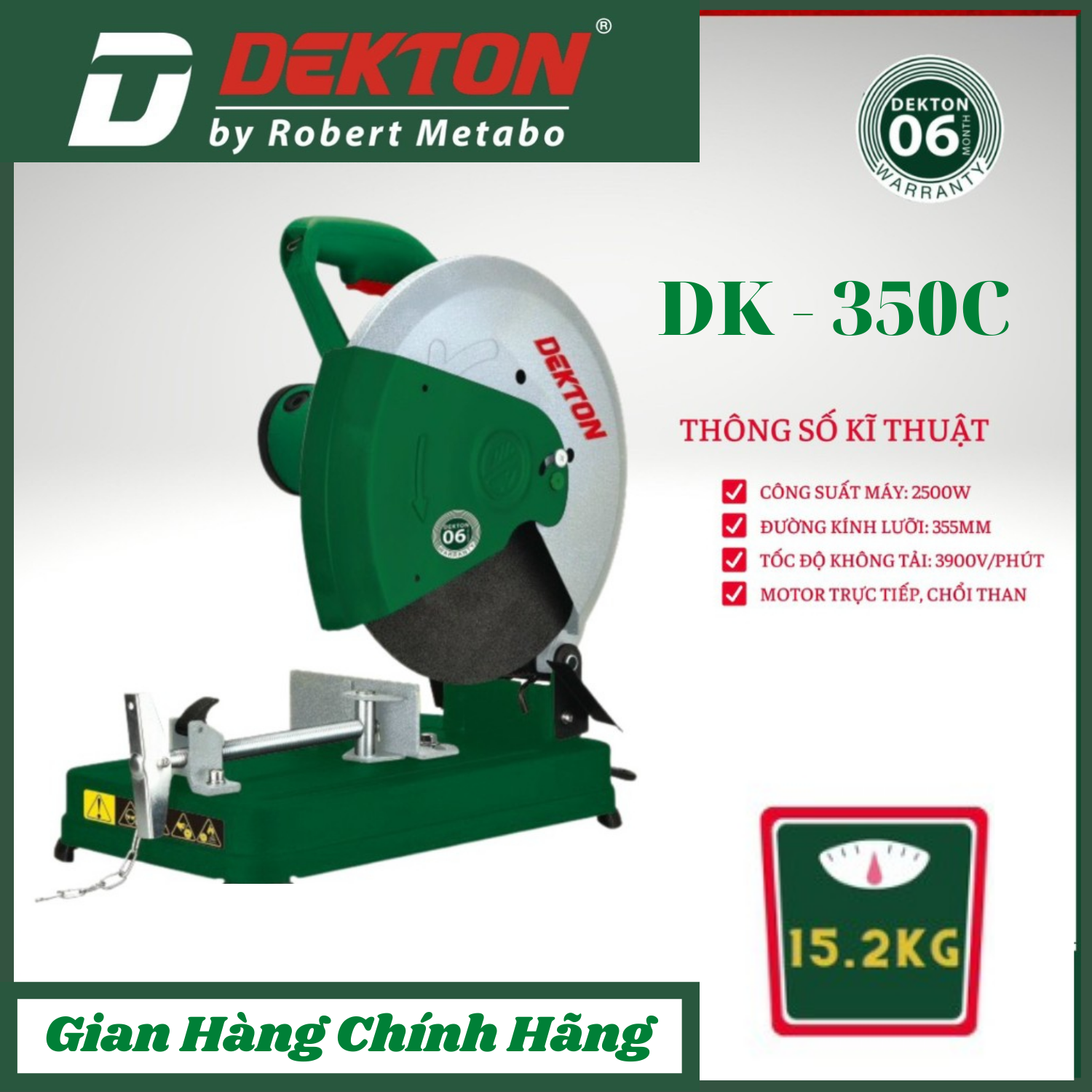 Máy cắt sắt bàn, máy cắt sắt dekton 350c chính hãng 2500w siêu khỏe