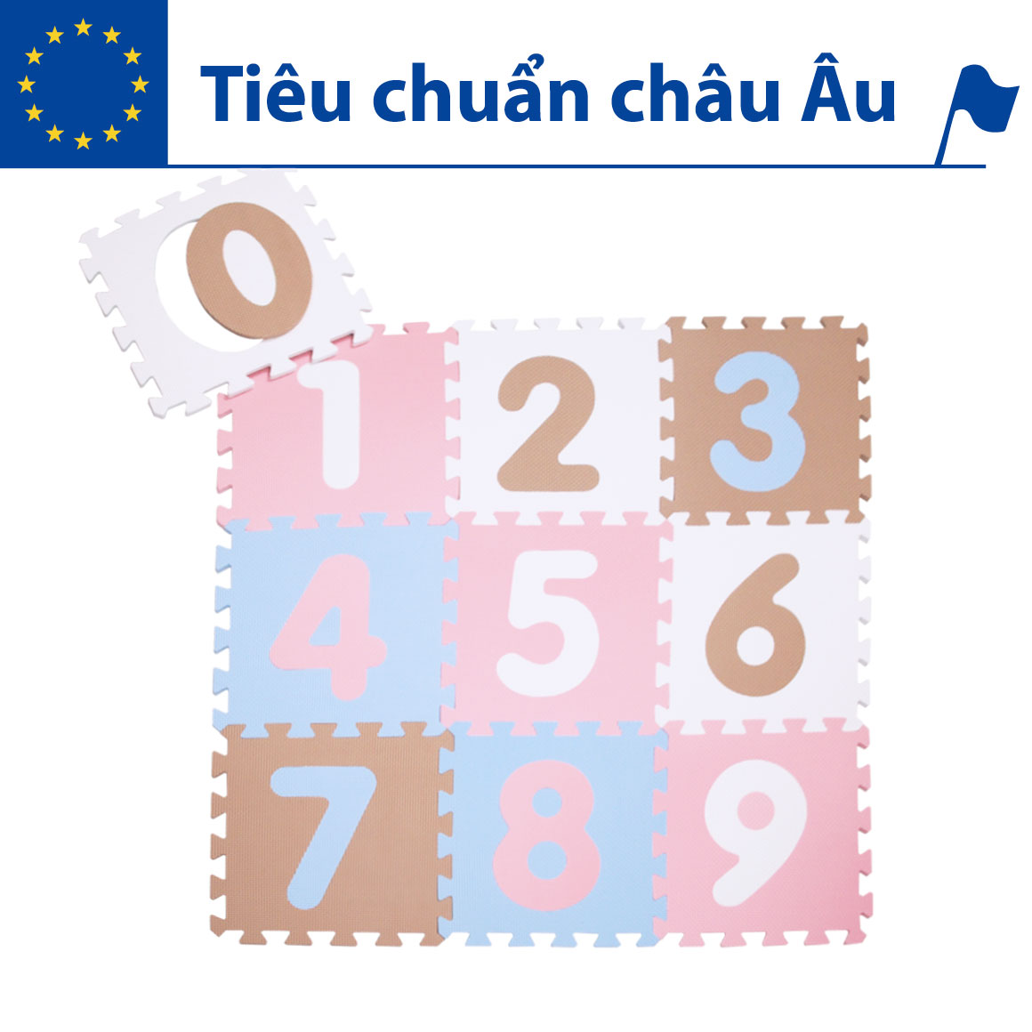 [HCM]Thảm xốp KHÔNG MÙI cho bé - chữ số pastel (10 miếng diện tích 1m2) Smile Puzzle - KHÔNG MÙI CHUẨN CHÂU ÂU