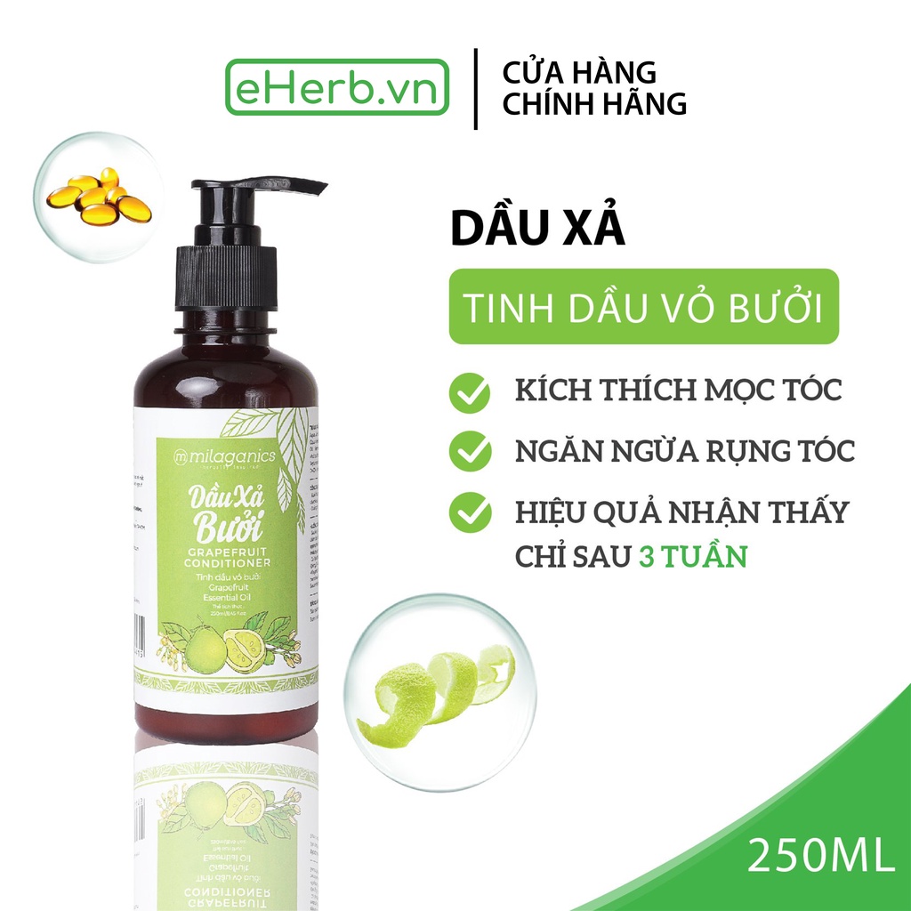Dầu Xả Bưởi Nuôi Dưỡng Tóc Mềm Mượt Phục Hồi Tóc Hư Tổn Từ Tinh Dầu Bưởi Nguyên Chất MILAGANICS 250ml (Chai)