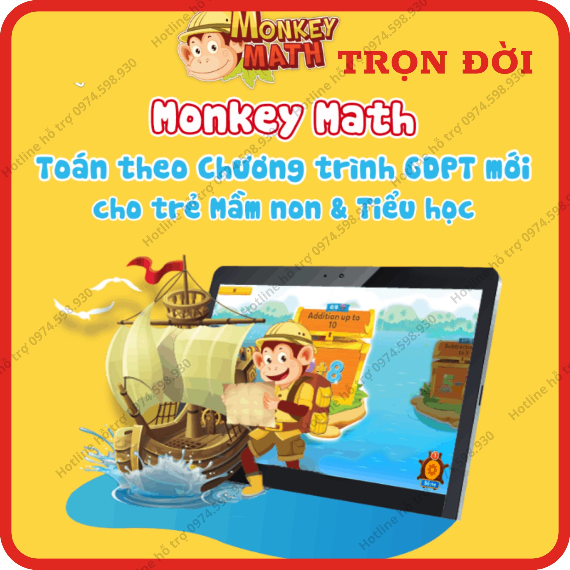 Monkey Math (Trọn đời,1 năm) - Toán tiếng Anh cho trẻ
