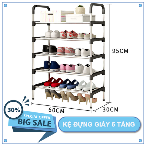 Kệ để giày dép 5  tầng inox cao cấp mẫu mới Hàng New-  Kệ giày dép 5 tầng khung inox,giá để giày inox, giầy dép,kệ để đồ,kệ sách Mẫu mới  cao cấp - Hàng Hot 2021