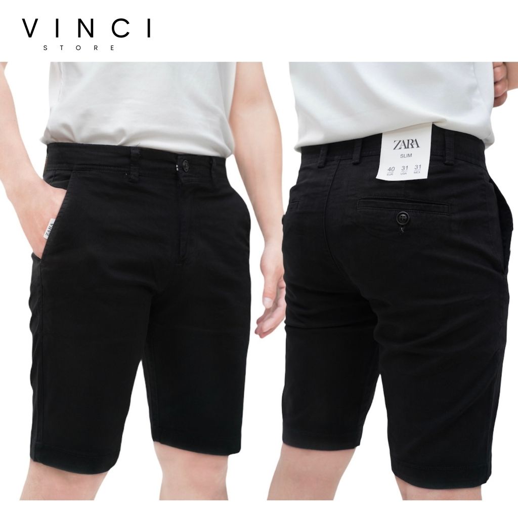 Quần Short Kaki Nam ZARA Trơn Co Dãn Vnxk