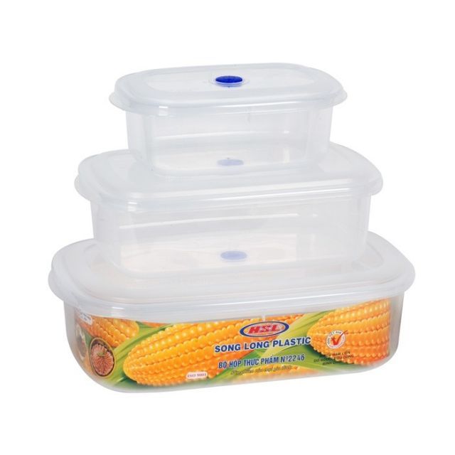 Bộ 3 hộp đựng thực phẩm song long 2246 1230ml + 2460ml +4480ml