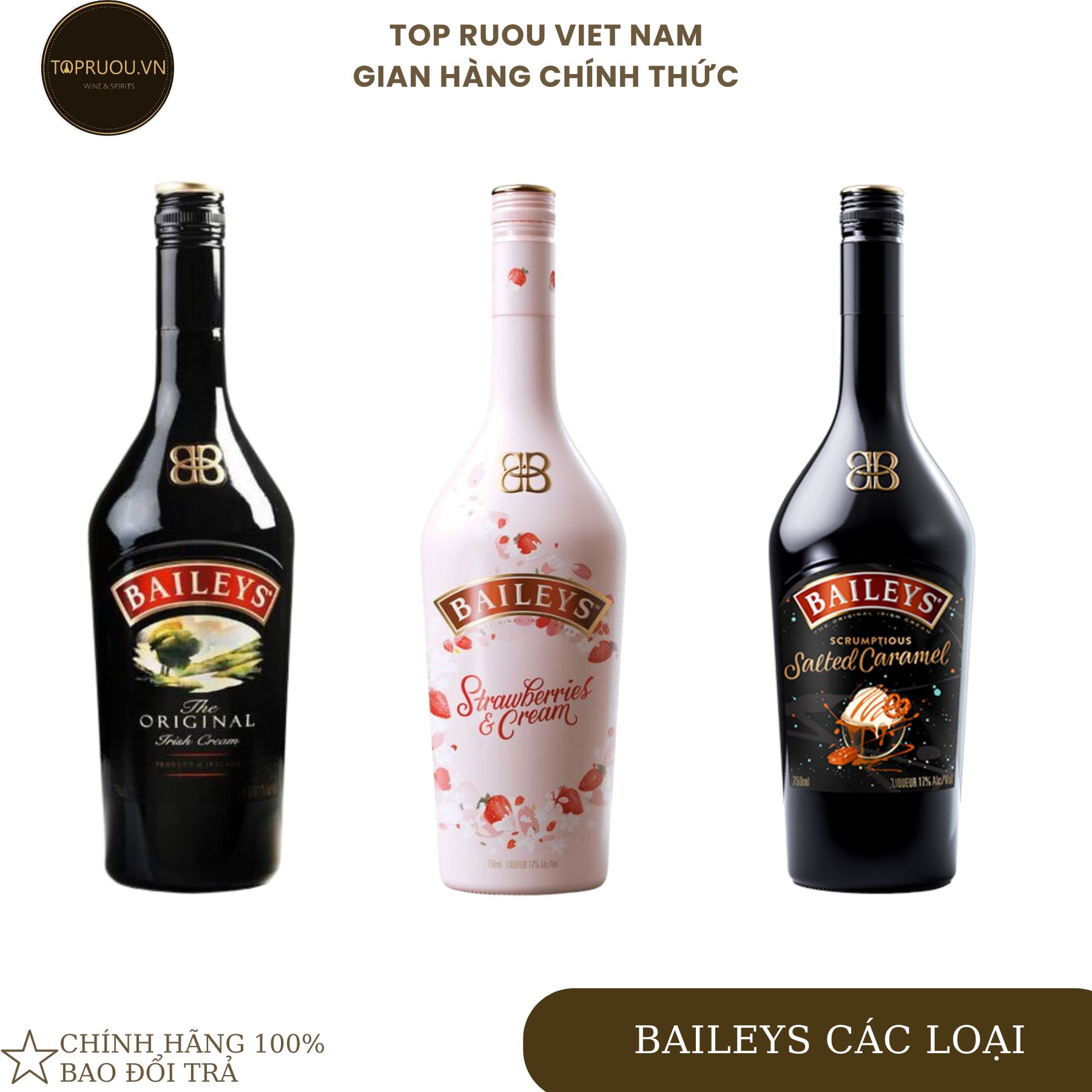 Rượu Mùi Baileys Original - Strawberries Cream - Salted Caramel 700ml