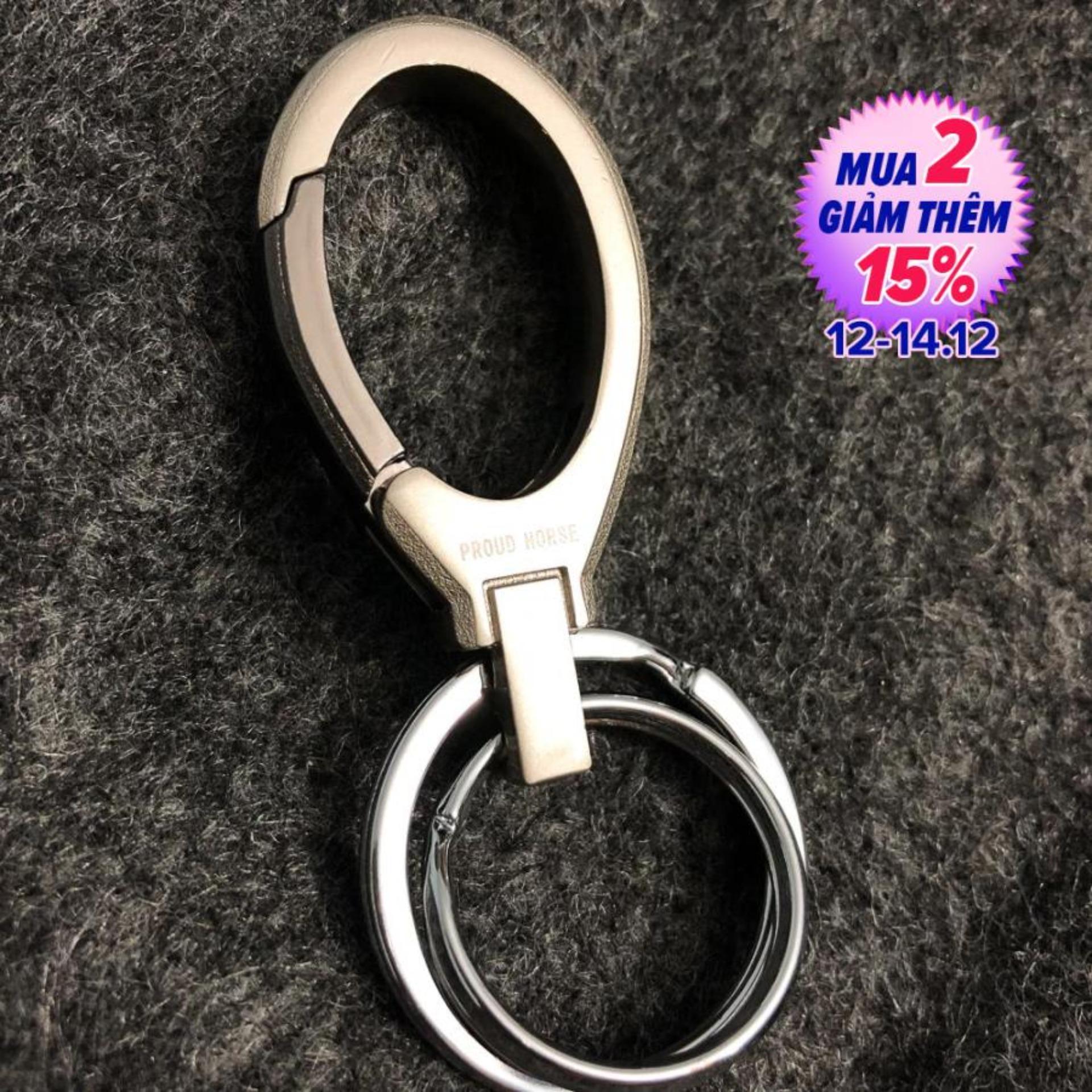 Móc khóa PROUD HORSE OM048 - Móc Khóa Gài Thắt Lưng Cao Cấp Móc Khóa Thép Móc Khóa Ô Tô Xe Máy - Xám