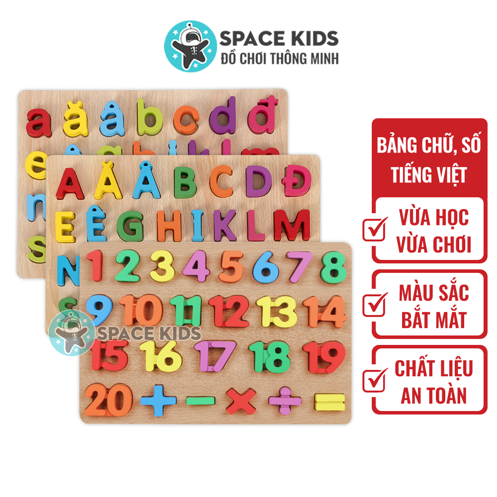 Đồ chơi trẻ em Bảng chữ cái thông minh cho bé trai bé gái ghép hình phát triển trí tuệ Space Kids