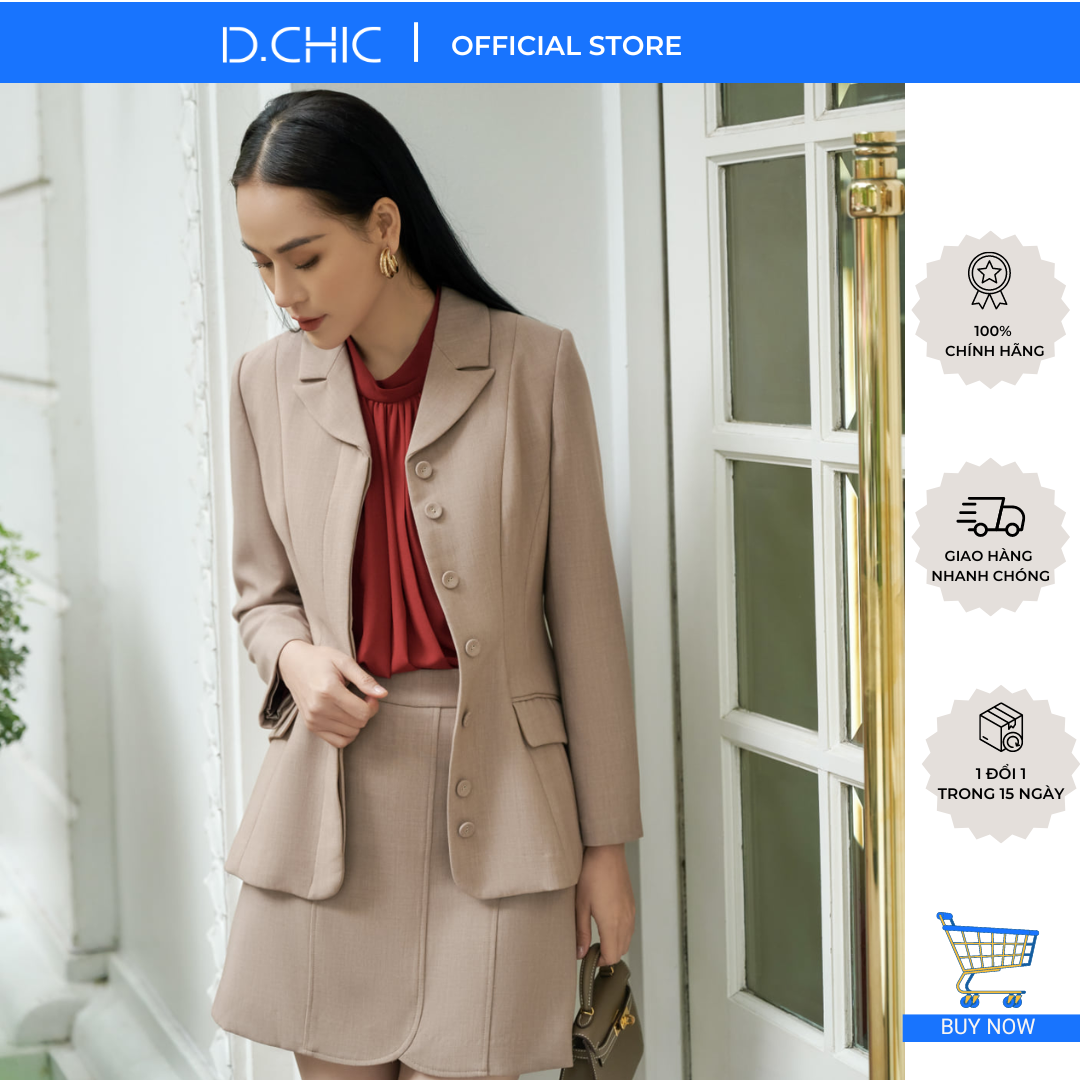 Áo vest bổ mảnh cổ 2 ve nẹp giấu cúc d.chic ms: 160370
