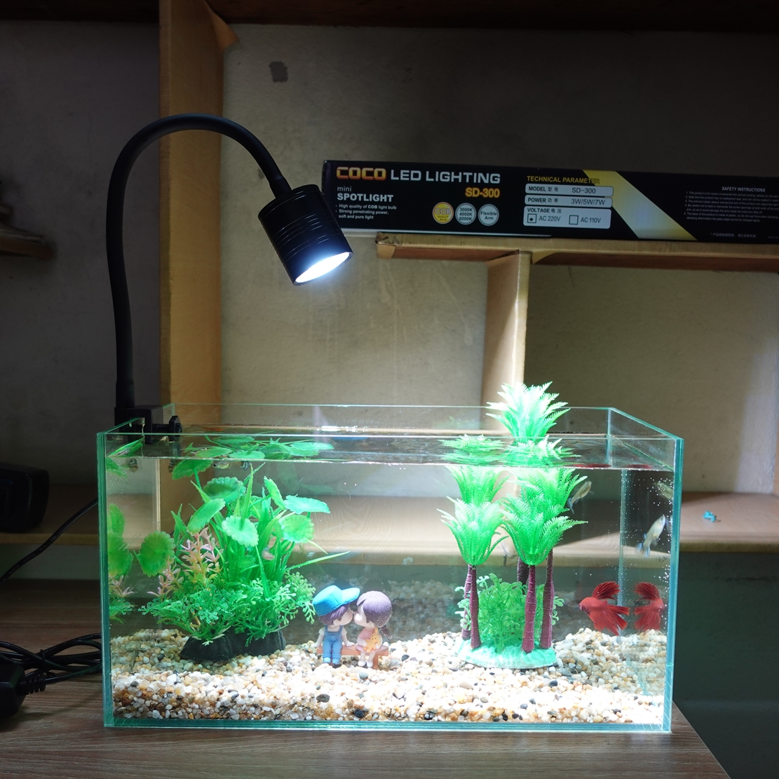 Đèn led thủy sinh kẹp thành bể cá sd-300 công suất 3w 5w 7w