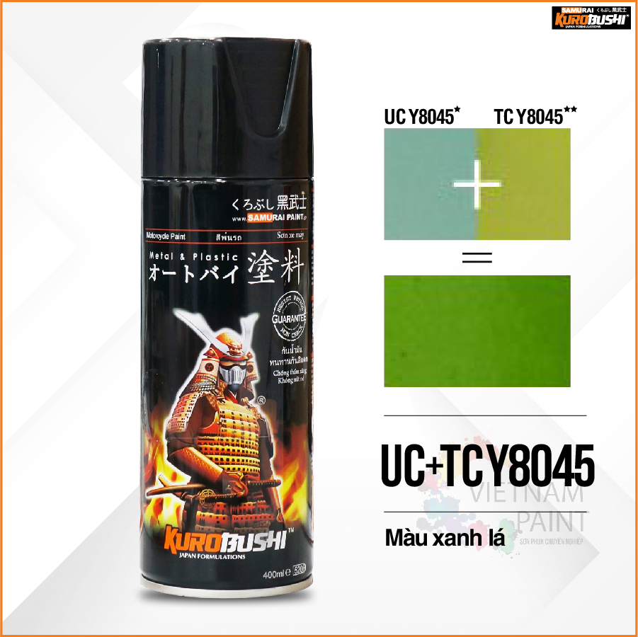 Combo sơn xịt samurai kurobushi - màu xanh lá yamaha uc+ tc y8045 chuyên dùng cho xe máy